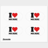 I Liebe Music Ovaler Aufkleber (Blatt)