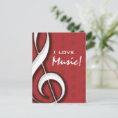 I Liebe Music Postcard Postkarte (Stehend Vorderseite)