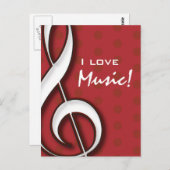 I Liebe Music Postcard Postkarte (Vorne/Hinten)