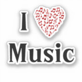 I Liebe Music Red Heart Musiknotens Vinyl Aufkleber (Vorderseite)