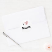 I Liebe Music Red Heart of Musiknotens Runder Aufkleber (Umschlag)