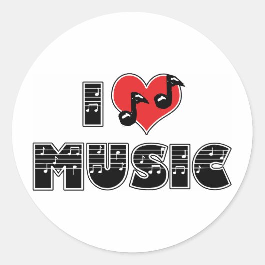 I Liebe Music Runder Aufkleber (Vorderseite)