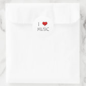 I Liebe Music Runder Aufkleber (Tasche)