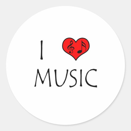 I Liebe Music Runder Aufkleber (Vorderseite)