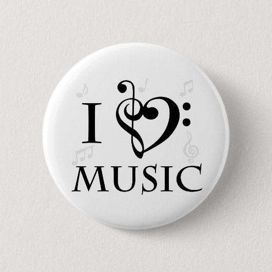 I Liebe-Musik-Knopf Button (Vorderseite)