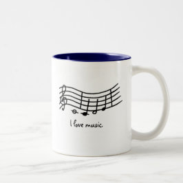 I Liebe Musik, Noten auf großformatigen Tasse