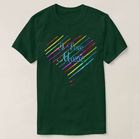 I Liebe Musik Striptes Herz T-Shirt (Design vorne)