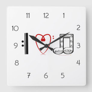 I Liebe-Musik-Wand-Uhr-Geschenk für Quadratische Wanduhr