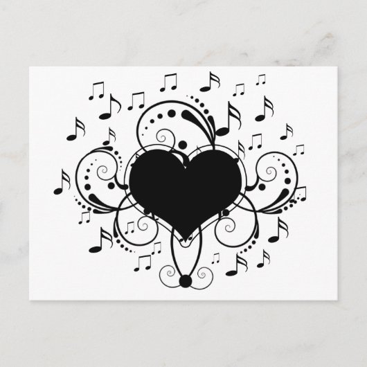 I Liebe Musiknoten Schwarz/Weiß Postkarte (Vorderseite)
