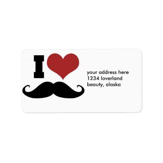 I Liebe Mustache Adressaufkleber (Vorne)