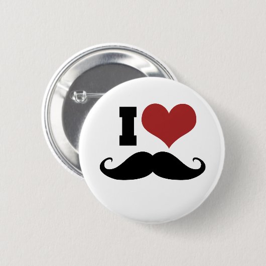 I Liebe Mustache Button (Vorne & Hinten)