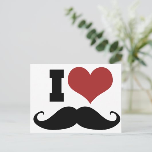 I Liebe Mustache Postkarte (Stehend Vorderseite)