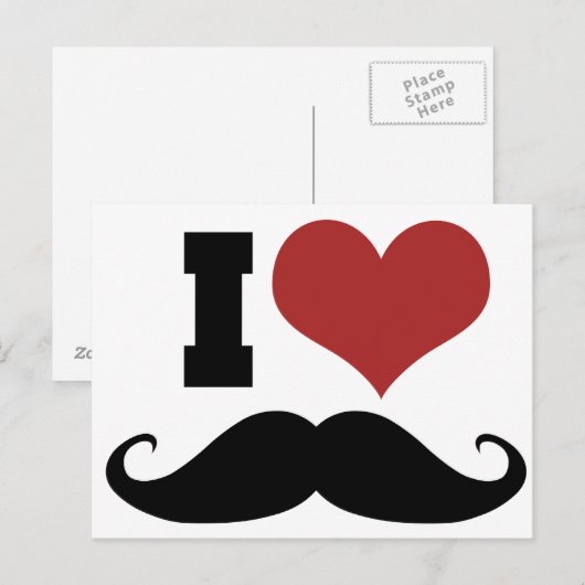 I Liebe Mustache Postkarte (Vorne/Hinten)
