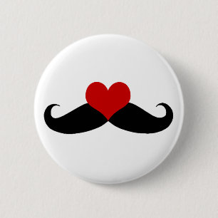 I Liebe Mustaches Schwarz/Roter Button