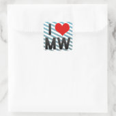 I Liebe MW Quadratischer Aufkleber (Tasche)
