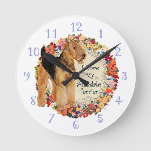 I Liebe My Airedale Runde Wanduhr (Vorderseite)