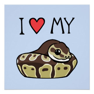 "I Liebe My Ball Python" Niedliche Schlange Zeichn Poster