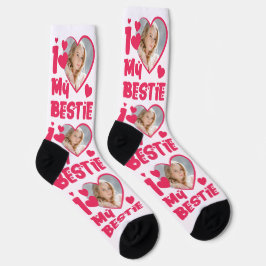 I Liebe My Bestie Heart Personalisiert Foto Socken