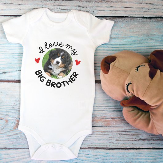 "I Liebe My Big Brother" mit Custom Dog Foto Baby Strampler