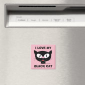 I Liebe My Black Cat Niedlich Cartoon Cat Magnet (In Situ (Geschirrspüler))