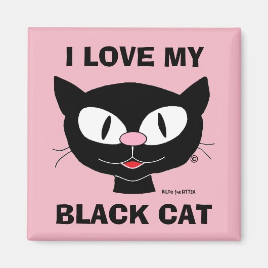I Liebe My Black Cat Niedlich Cartoon Cat Magnet (Vorne)