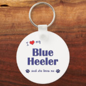 I Liebe My Blue Heeler (Weiblicher Hund) Schlüsselanhänger (Vorderseite)