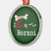 I Liebe My Borzoi Silbernes Ornament (Links)