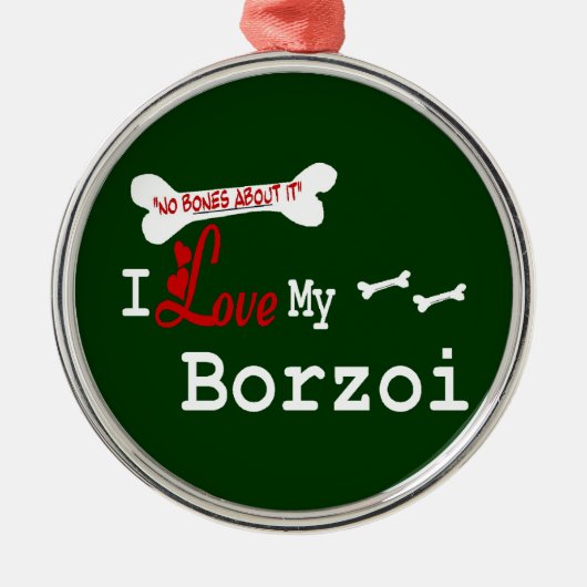 I Liebe My Borzoi Silbernes Ornament (Vorne)