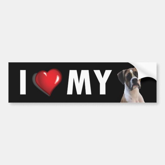 I Liebe My Boxer Autoaufkleber - Boxer Dog (Vorne)