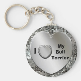 I Liebe My Bull Terrier Heart Keychain Schlüsselanhänger