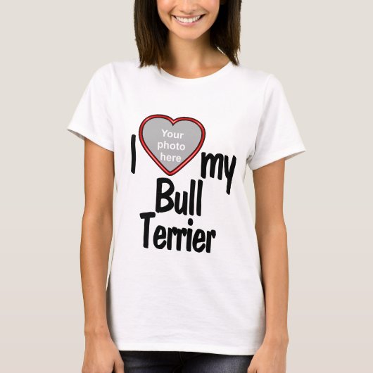 I Liebe My Bull Terrier - Niedliches Rotes Herz Fo T-Shirt (Vorderseite)