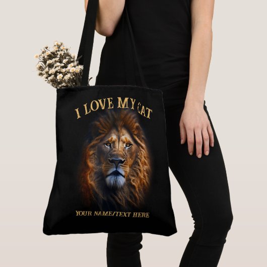 "I Liebe My Cat" Fun Individuelle Name Große Tote  Tasche (Von Nahem)