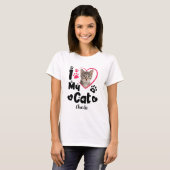 I Liebe My Cat Herz Personalisiertes Foto & Name T-Shirt (Vorne ganz)
