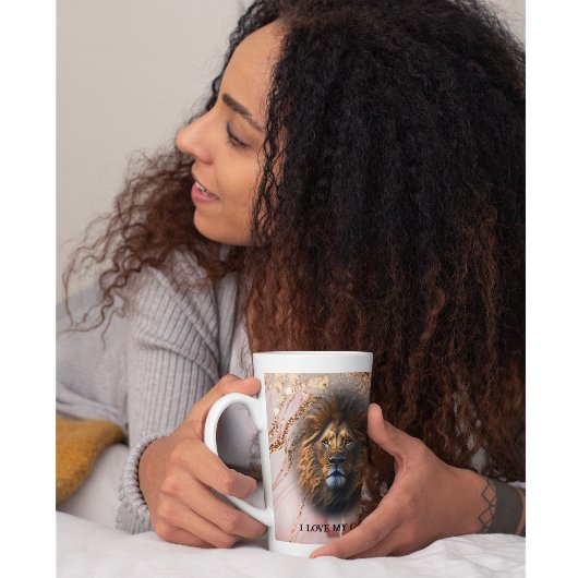 "I Liebe My Cat" Lion Latte Tasse Gold Glitzer Mar