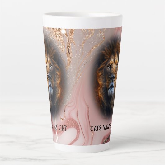 "I Liebe My Cat" Lion Latte Tasse Gold Glitzer Mar (Vorderseite)