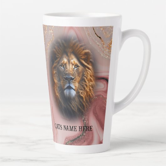 "I Liebe My Cat" Lion Latte Tasse Gold Glitzer Mar (Rechts)