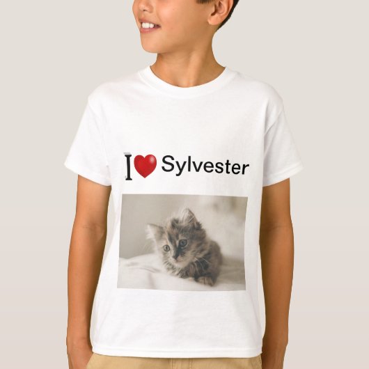 I Liebe My Cat personalisiert Foto T-Shirt (Vorderseite)