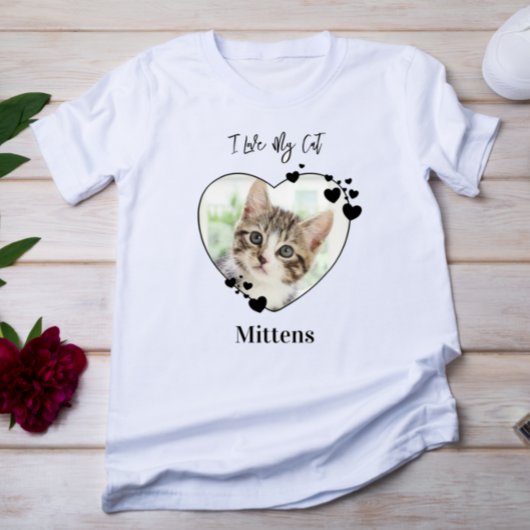 I Liebe My Cat Personalisiert Hefe Haustiere Foto T-Shirt