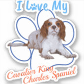 I Liebe My Cavalier King Charles Spaniel Dog Lover Aufkleber (Vorderseite)