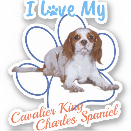 I Liebe My Cavalier King Charles Spaniel Dog Lover Aufkleber (Vorderseite)