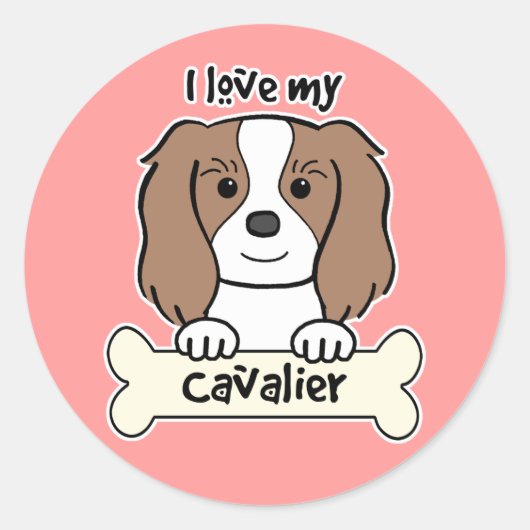I Liebe My Cavalier King Charles Spaniel Runder Aufkleber (Vorderseite)