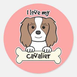 I Liebe My Cavalier King Charles Spaniel Runder Aufkleber