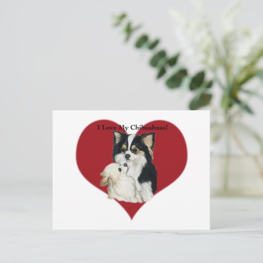 " I Liebe My Chihuahua" Hunde Kunst Postkarte (Stehend Vorderseite)