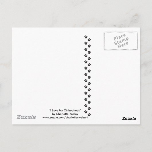 " I Liebe My Chihuahua" Hunde Kunst Postkarte (Rückseite)