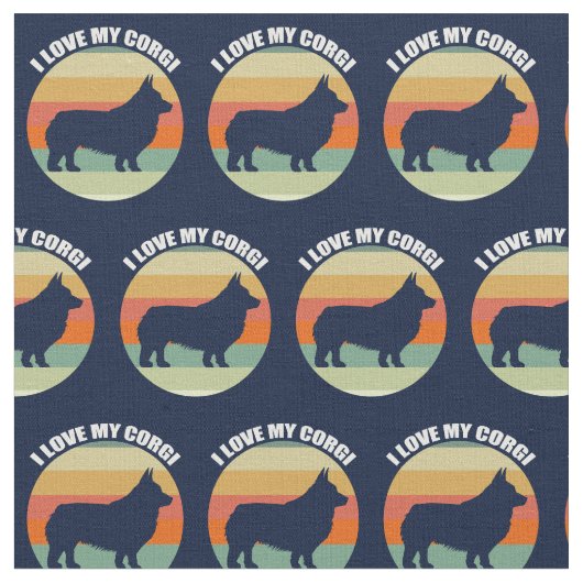 I Liebe My Corgi Stoff (Nahaufnahme)