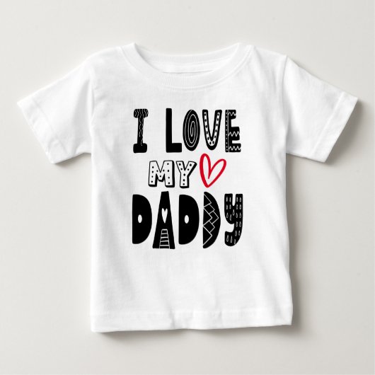 I Liebe My Daddy Heart Black Typografy Baby T-shirt (Vorderseite)