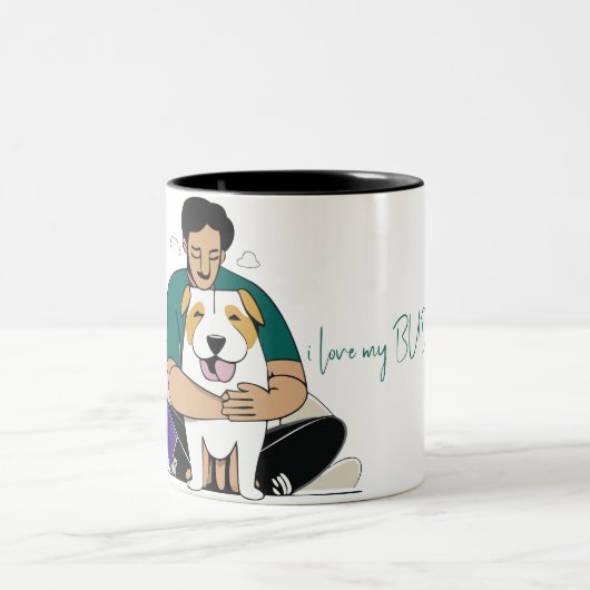 I Liebe My Dog - Männliche Edition 4 Zweifarbige Tasse (Mittel)