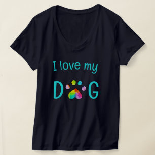 "I Liebe My Dog" Regenbogen Aquarellfarbenpfeife d T-Shirt