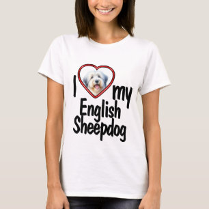 I Liebe My English Sheepdog - Red Heart Dog Foto T-Shirt