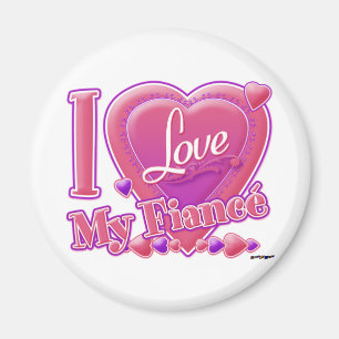 I Liebe My Fiancé pink/lila - Herz Magnet